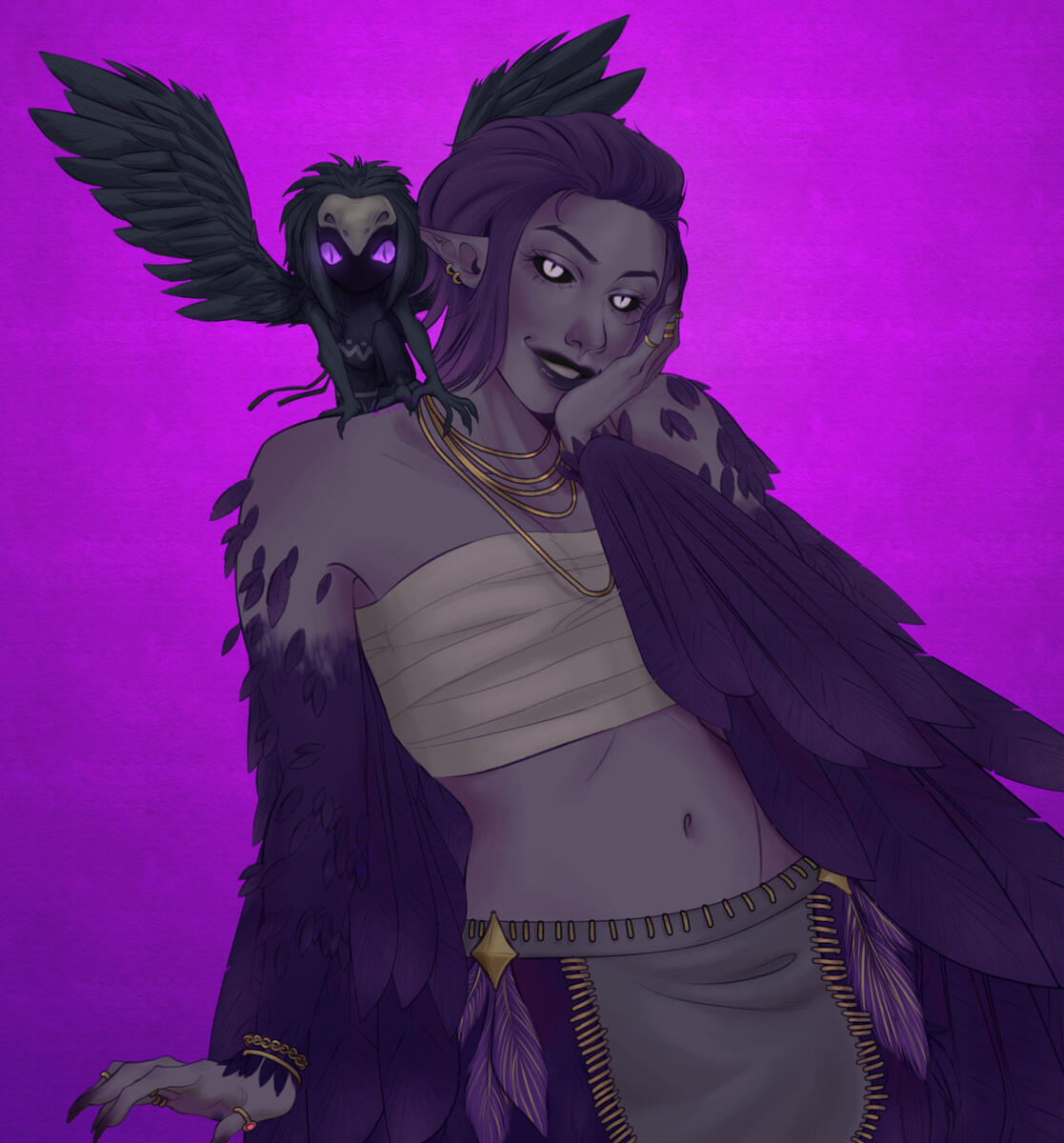clean full color half-body + prop (pet)